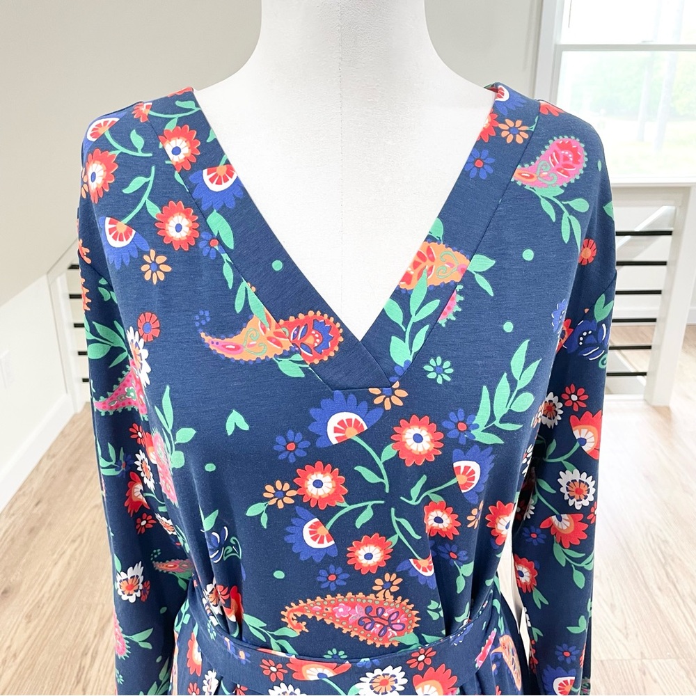 XXL 1X 2X craft and barrel navy blue green orange pink red floral dress - Picture 10 of 10